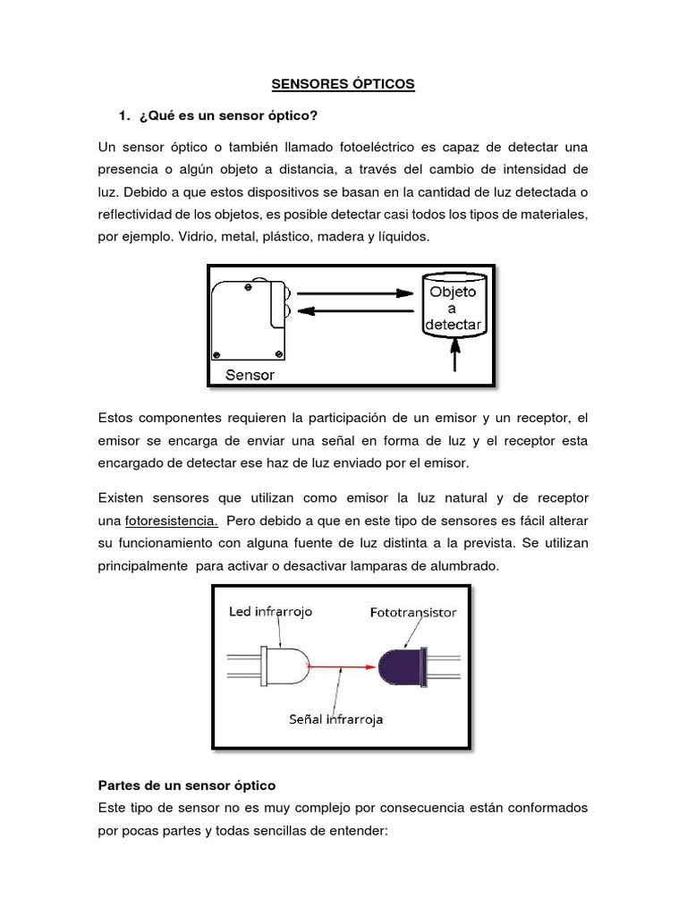 princesa Memorándum Saliente Sensores Ópticos | PDF | Óptica | Sensor