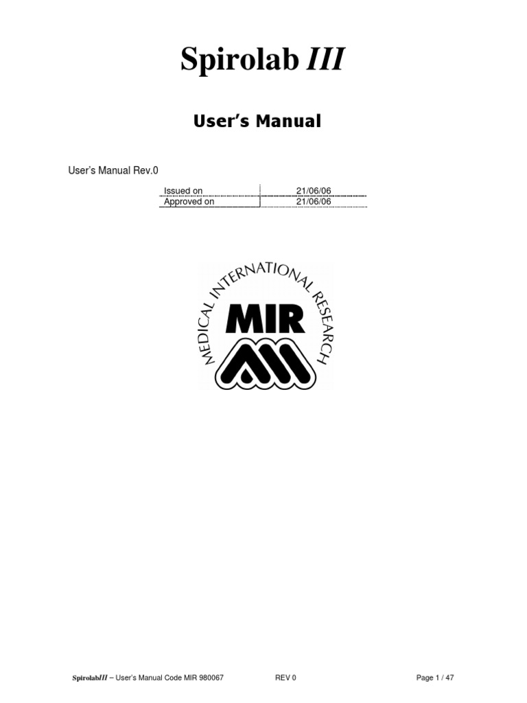 Spirolab III User Manual | PDF | Nature