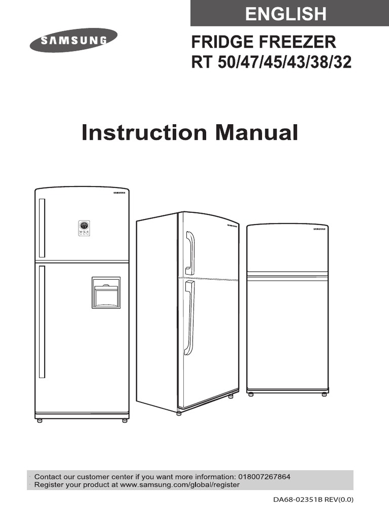 Manual Samsung Fridge Freezer RT50/47/45/43/38/32 PDF