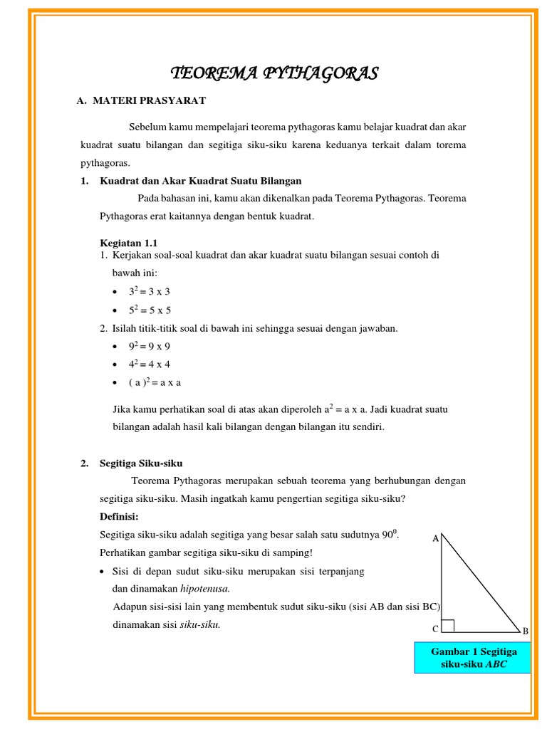 Materi Teorema Pythagoras  PDF