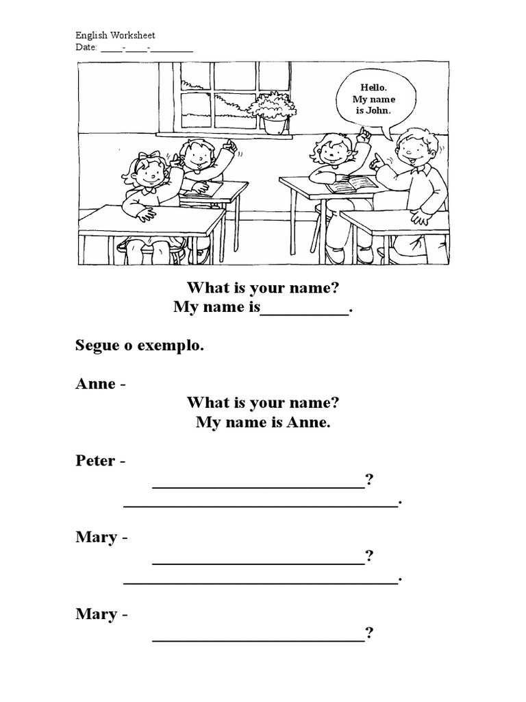 Greetings and Name Introduction Worksheet | PDF