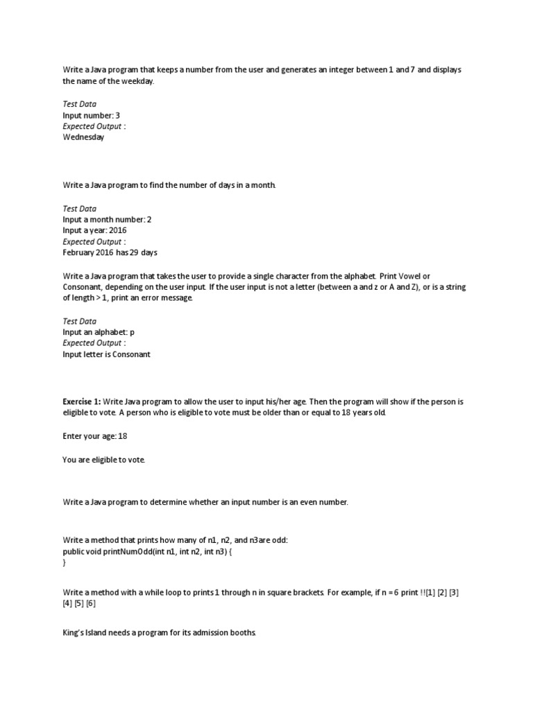 Java Programs for User Input Tasks | PDF