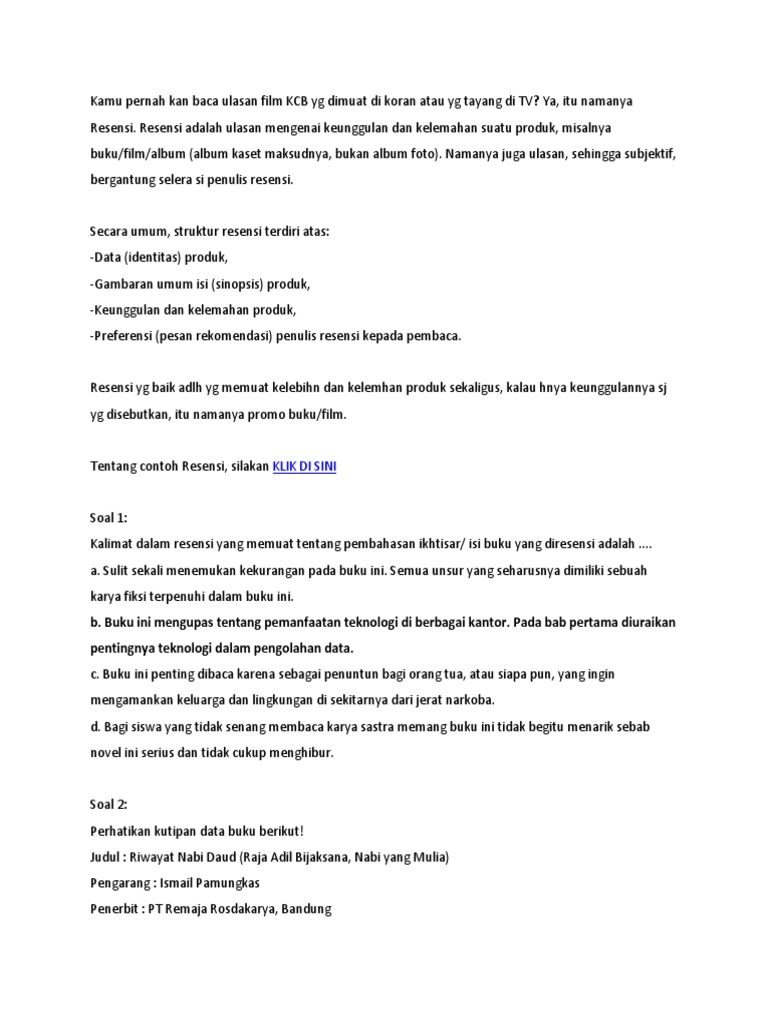 Contoh Soal Resensi Docx