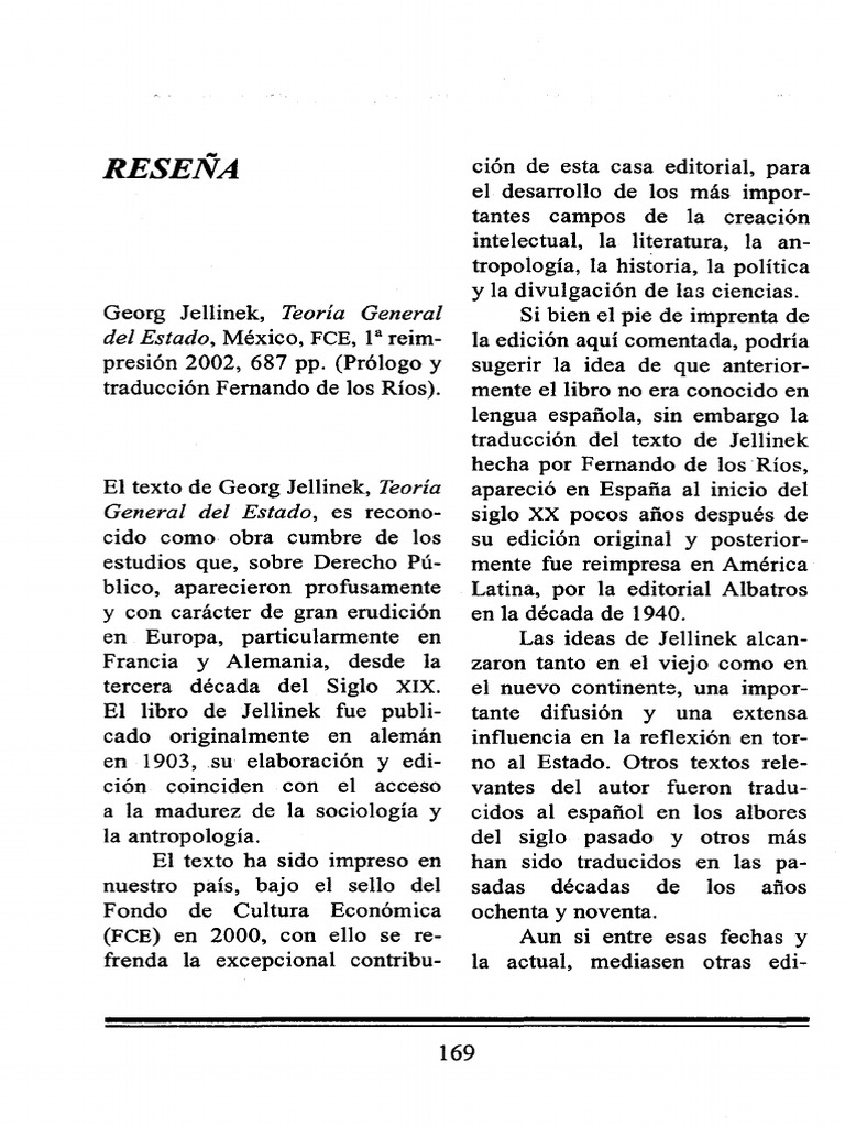 Reseña teoría general del Estado de Jellinek