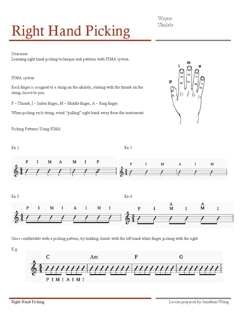 Ukulele Right Hand Picking Techniques | PDF
