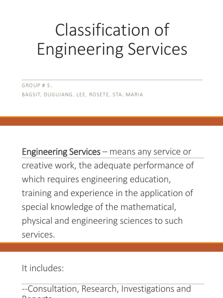 Classification of Engineering Services | PDF | Construction Bidding ...