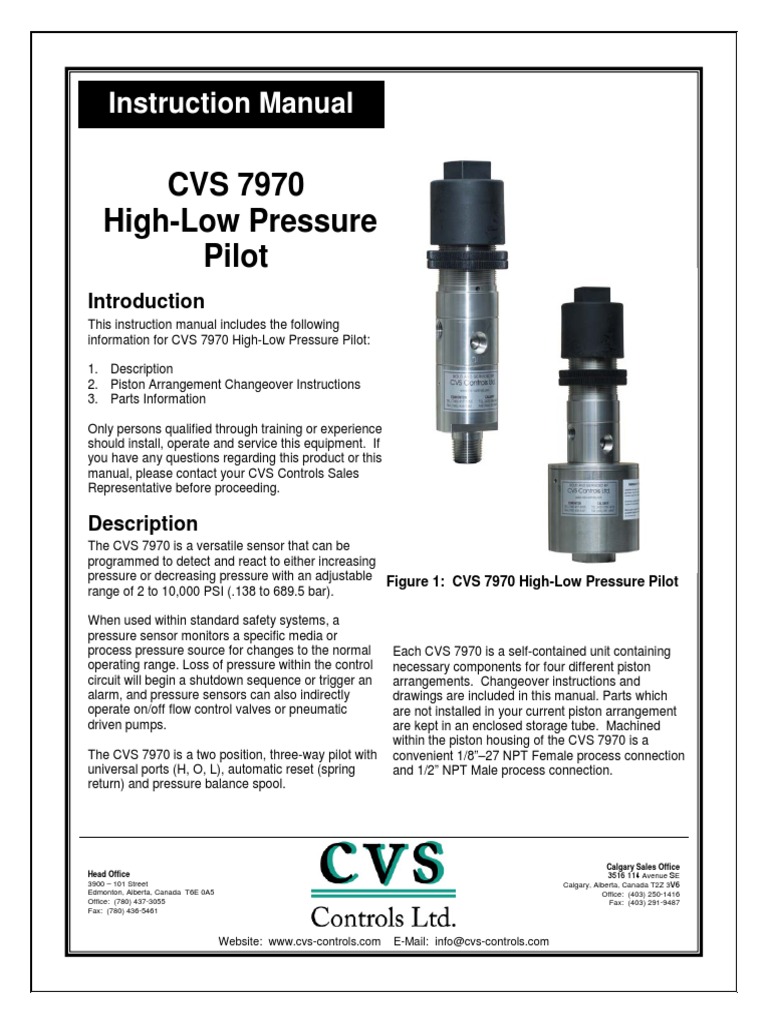 CVS 7970 HighLow Pressure Pilot Feb 2016 PDF Valve Piston