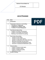 SAP CO Controlling Mangement Account Business Process Master List