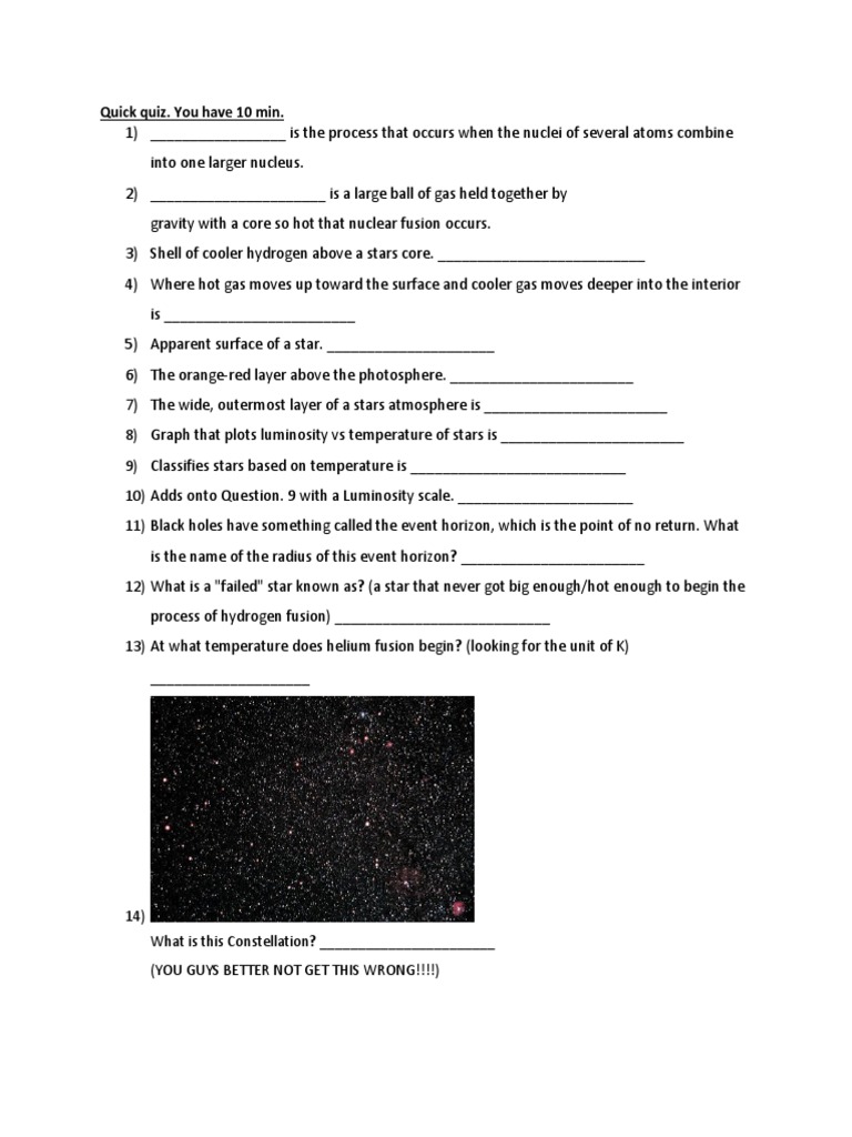 Stars Quiz PDF Stars Stellar Astronomy