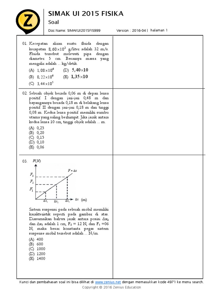 Simak Ui 2015 Fis PDF | PDF | Sains & Matematika | Teknologi & Rekayasa