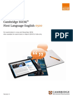 Syllabus: Cambridge IGCSE First Language English