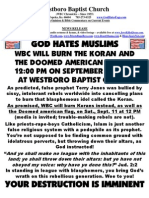 WBC To Burn The Koran Sept 11