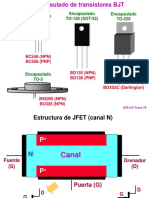 Encapsulados y funcionamiento de transistores BJT y JFET