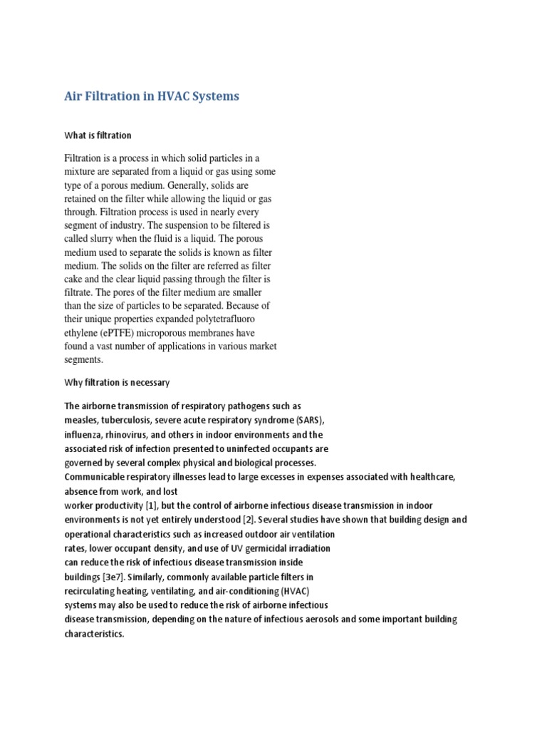 Air Filtration in HVAC Systems | PDF | Air Pollution | Particulates
