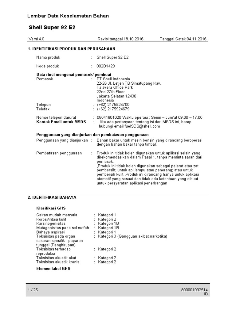 Shell Super 92 E2 | PDF