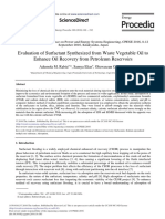 Evaluation of Surfactant Synthesized From Waste Vegetable Oil To Enhance Oil Recovery From Petroleum Reservoirs