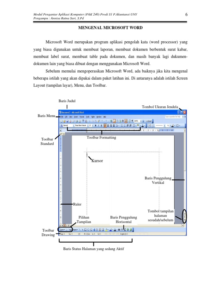 Mengenal Komponen Microsoft Word | PDF | Karier & Perkembangan | Komputer