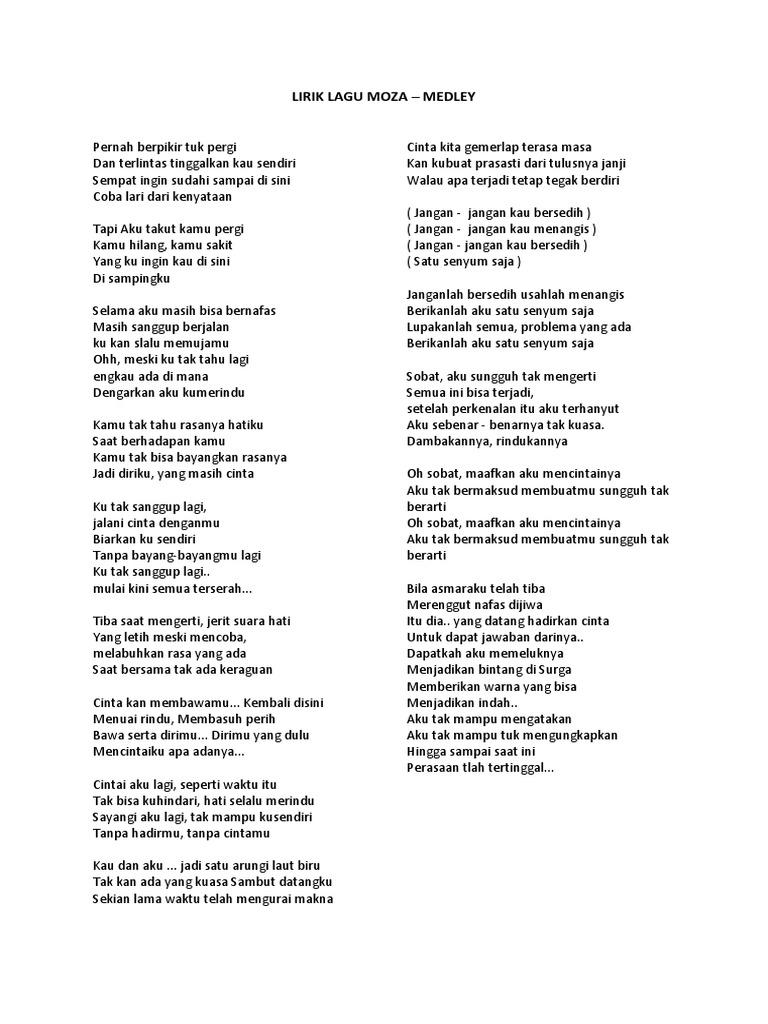 Lirik Lagu Moza Pdf