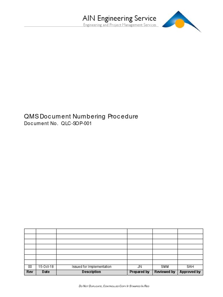 QLC-SOP-001 (QMS Document Numbering Procedure) | PDF | Specification ...