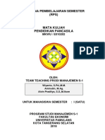 Rencana Pembelajaran Semester (RPS) Pendidikan Pancasila Program Studi Manajemen Fakultas Ekonomi Universitas Pamulang