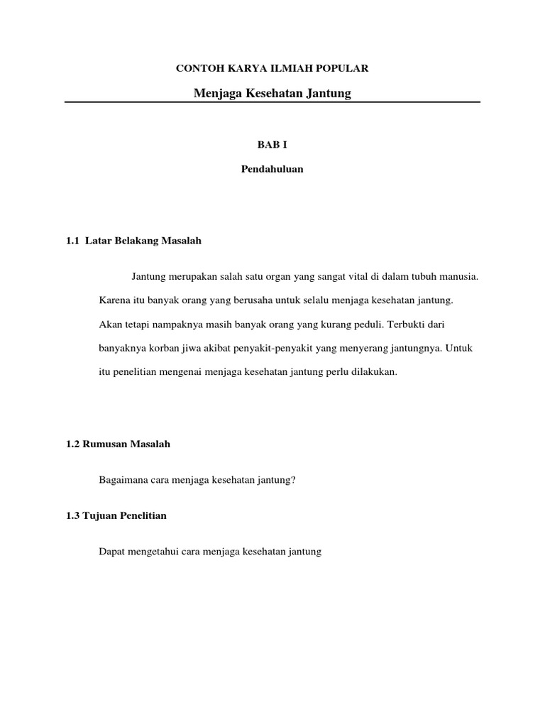 Contoh Karya Ilmiah Popular
