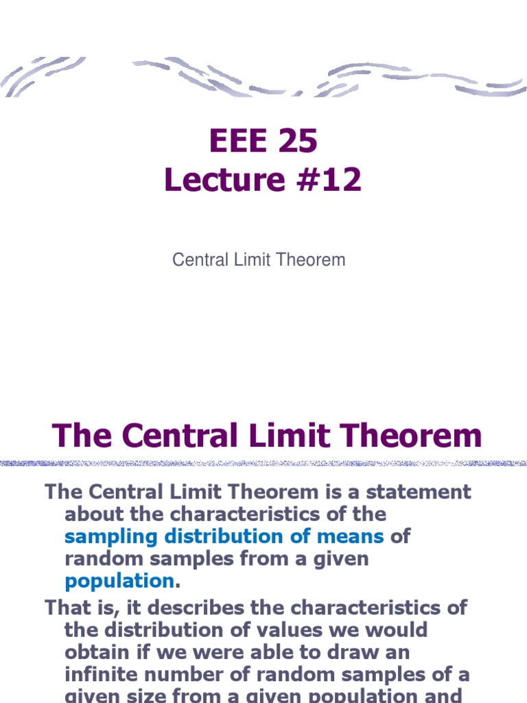 Eee25 13 CLT | PDF | Mean | Normal Distribution