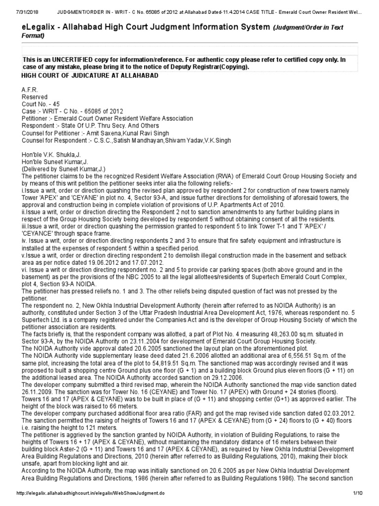 Elegalix - Allahabad High Court Judgment Information System: (Judgment ...