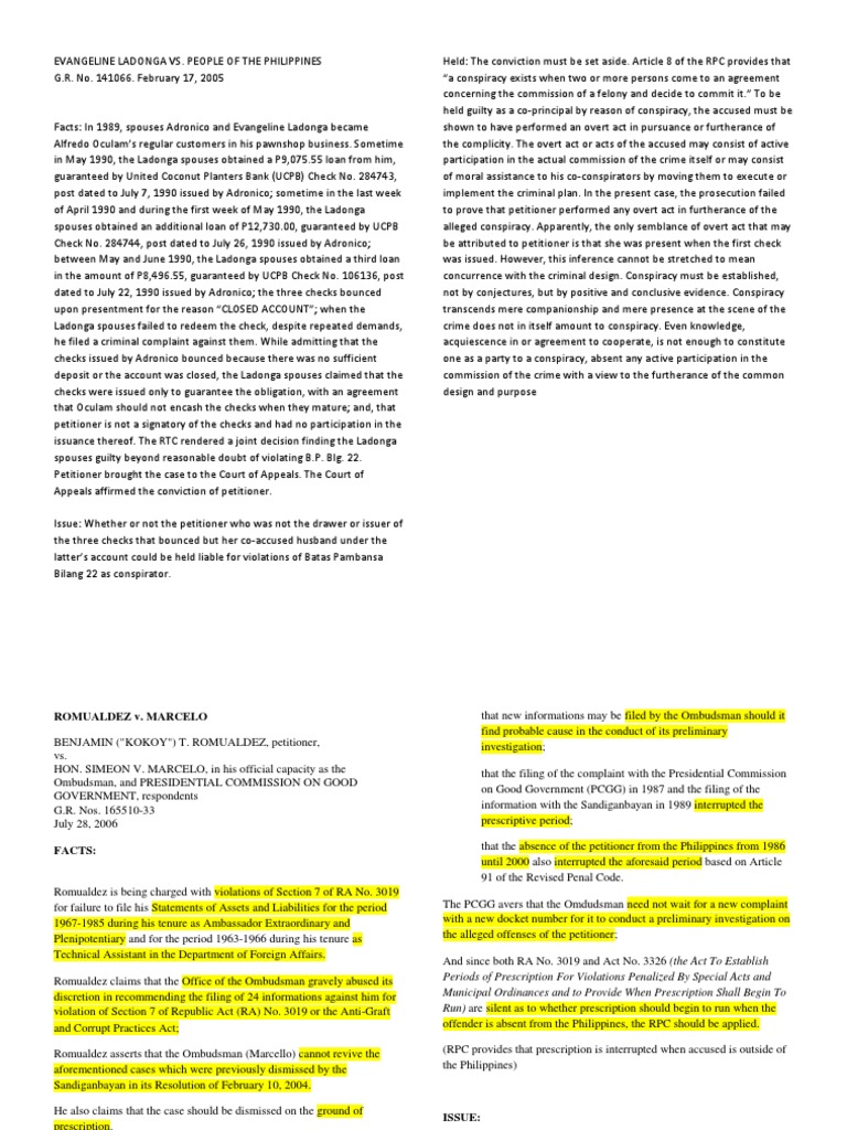 SPL Digest Cases Download Free PDF Statute Of Limitations Conspiracy (Criminal)