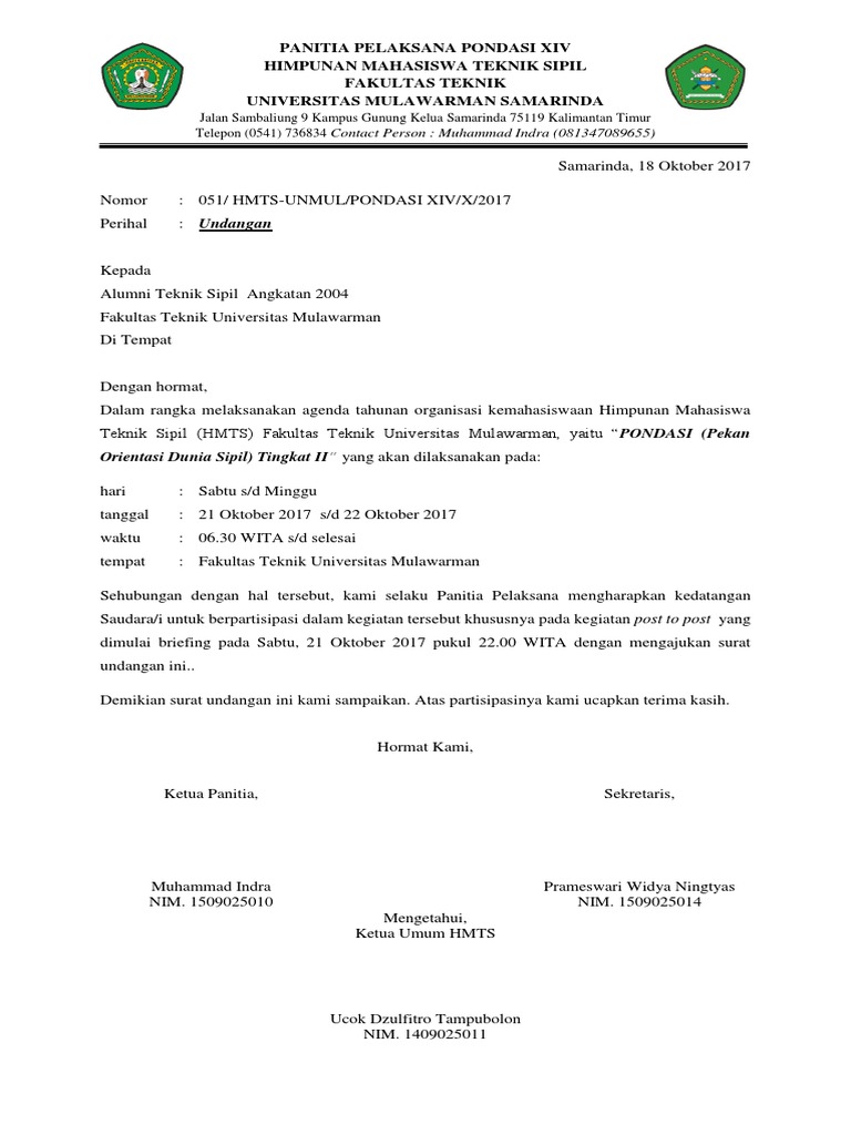 6200 Contoh Surat Undangan Untuk Alumni Organisasi Terbaik Gratis