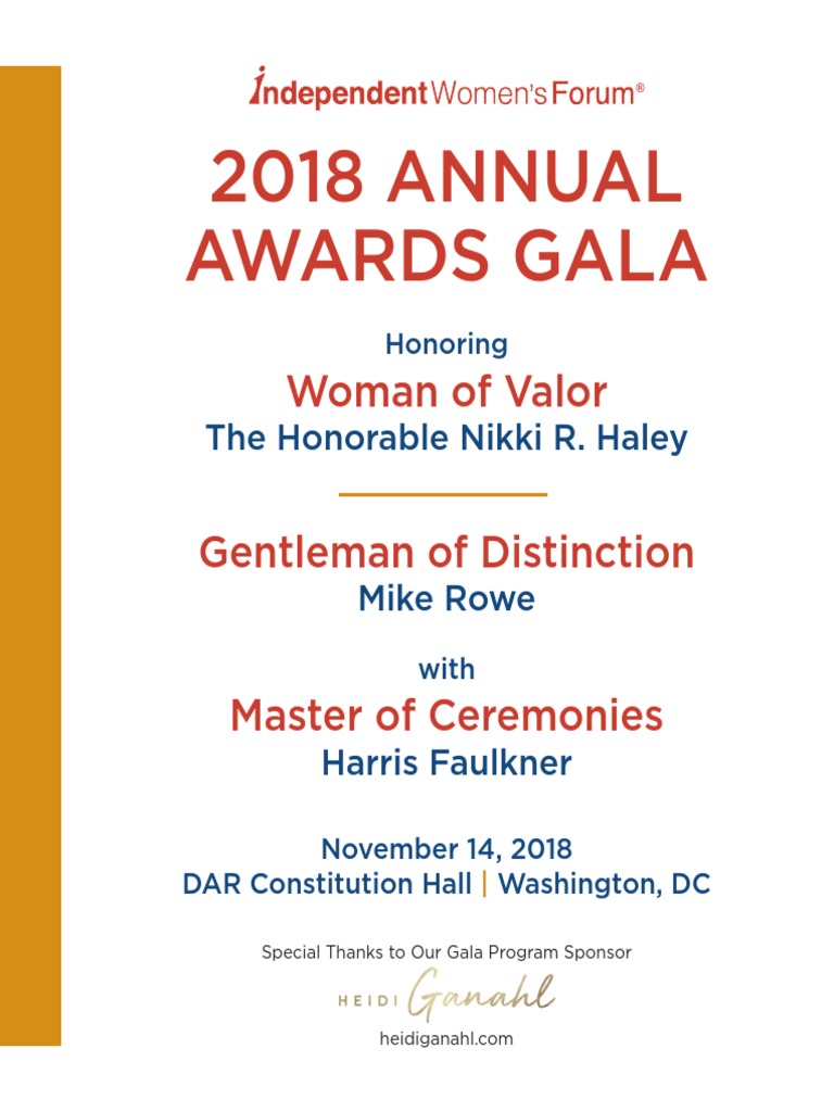 2018 Annual Awards Gala Program