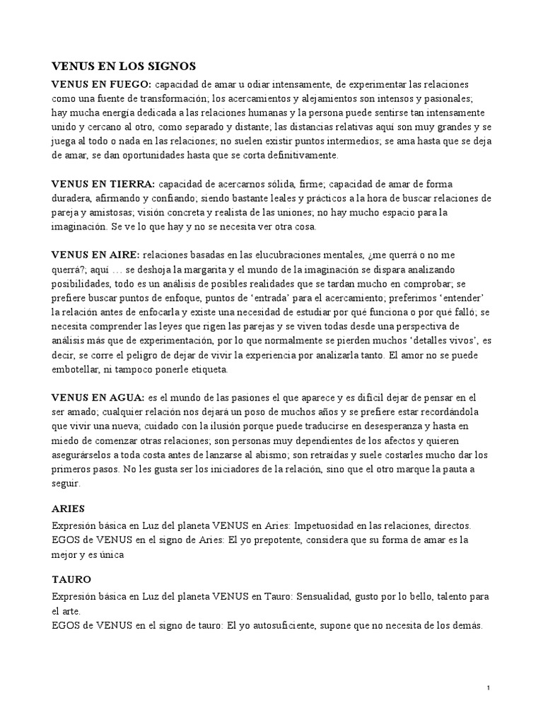 Significado de Venus en los signos | PDF | Science | Astronomía