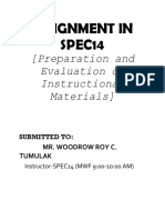 Assignment in SPEC14: (Preparation and Evaluation of Instructional Materials)