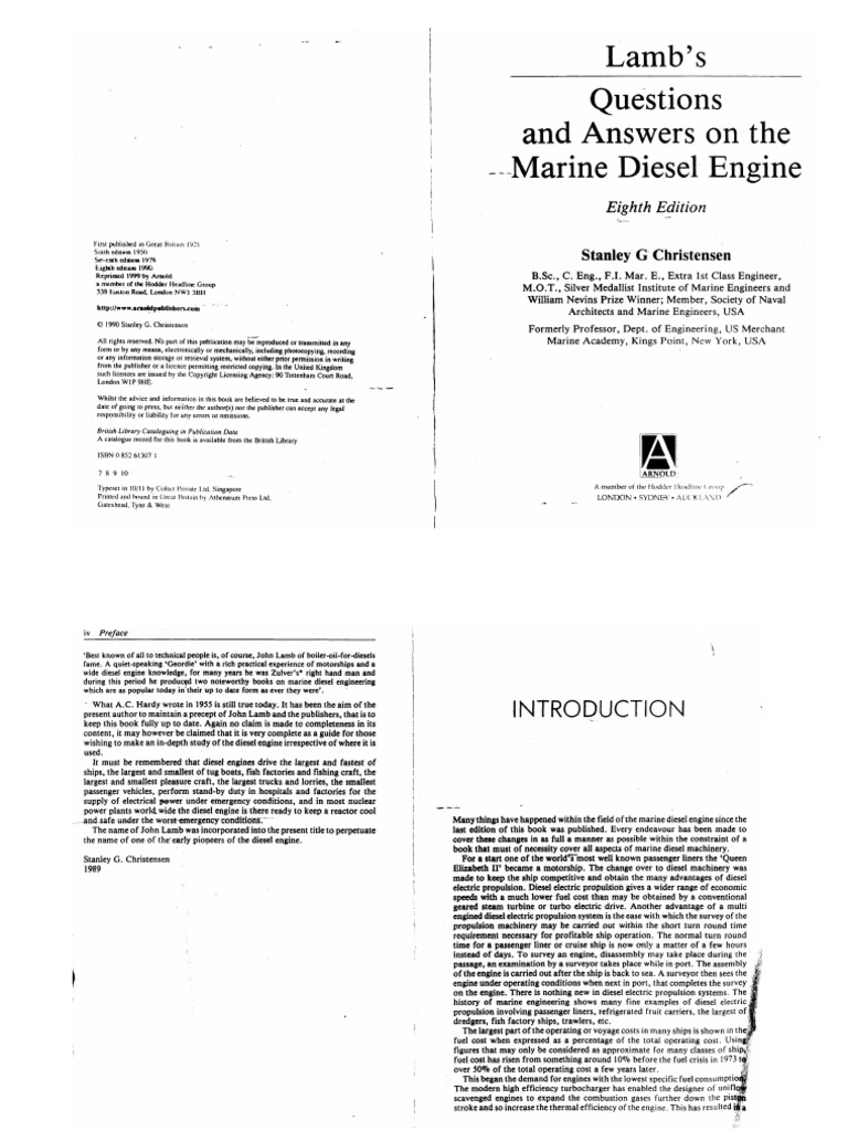 Lamb's Questions and Answers on the Marine Diesel Engine, 7th Edition:  Stanley G. Christensen: : Books