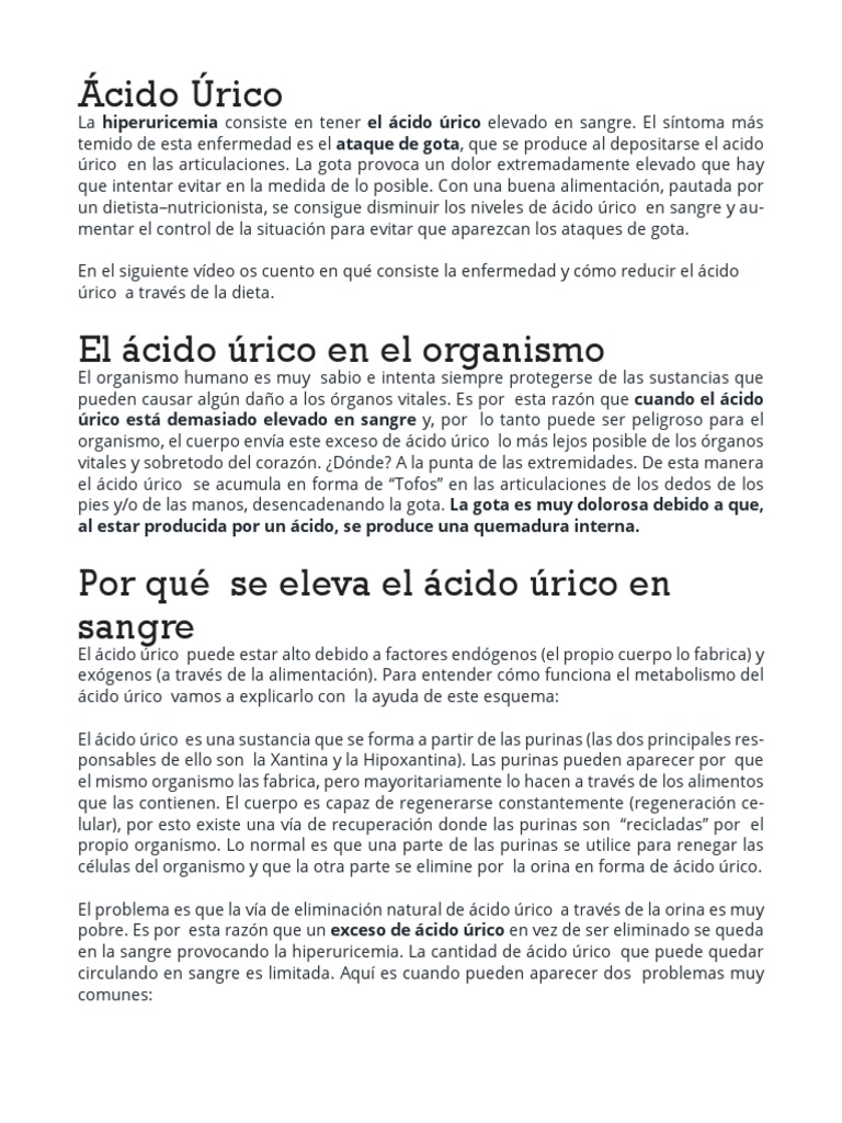 Acido Urico Pdf Gota Orina