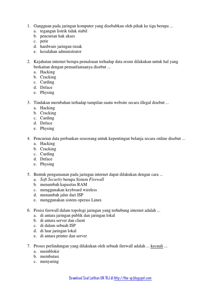 Soal Desain Sistem Keamanan Jaringan Blog Belajar