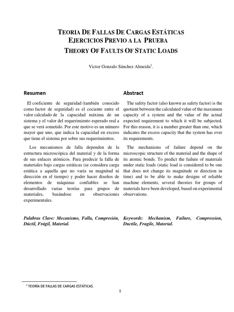 Teoria De Fallas De Cargas Estáticas Pdf Estrés Mecánica Falla