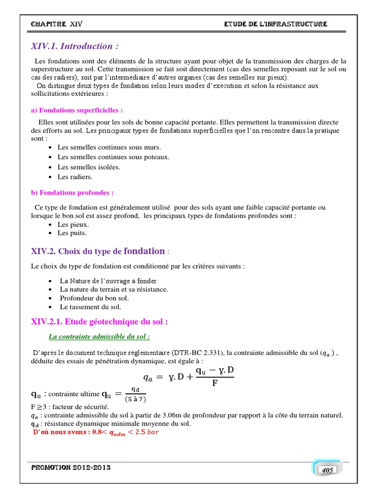 Contrainte admissible du sol et fondations | PDF | Fondation ...
