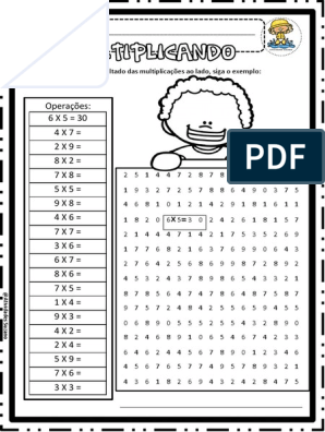 Caça fatos (jogo de multiplicação em pdf)