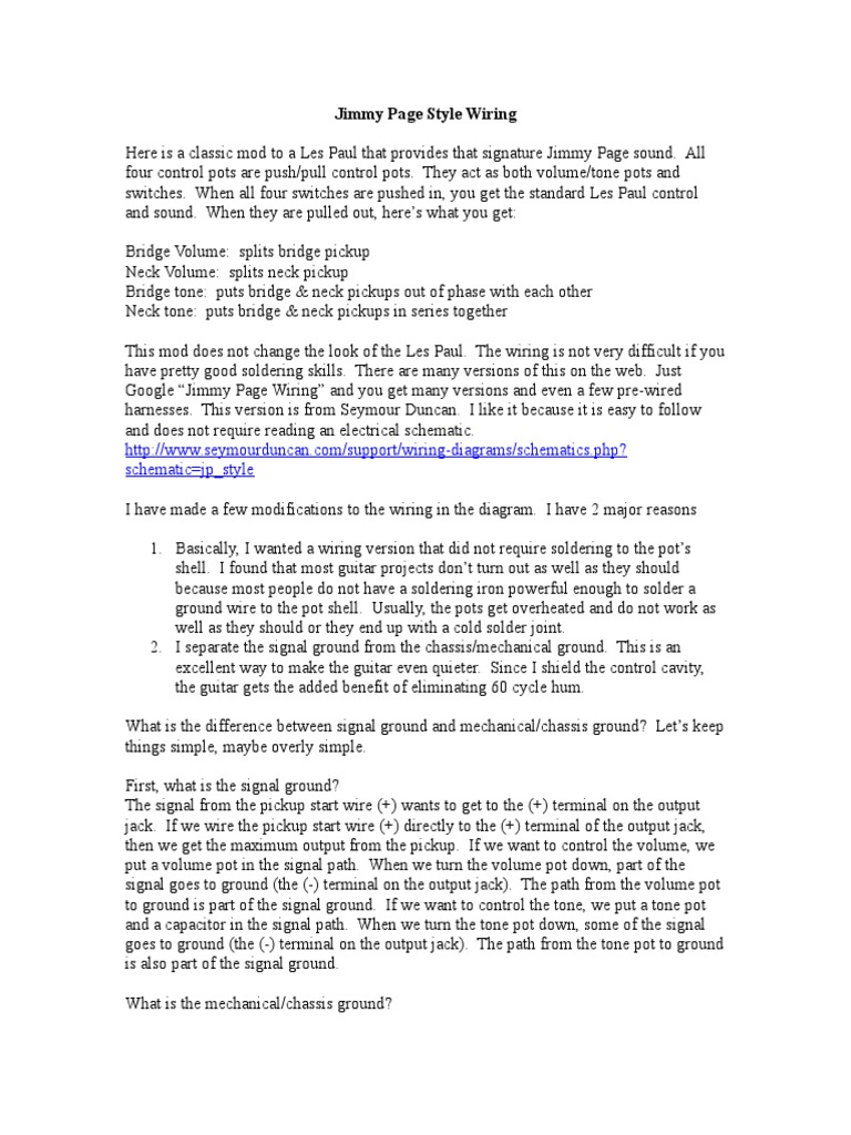 Jimmy Page Style Wiring | PDF | Guitars | Wire
