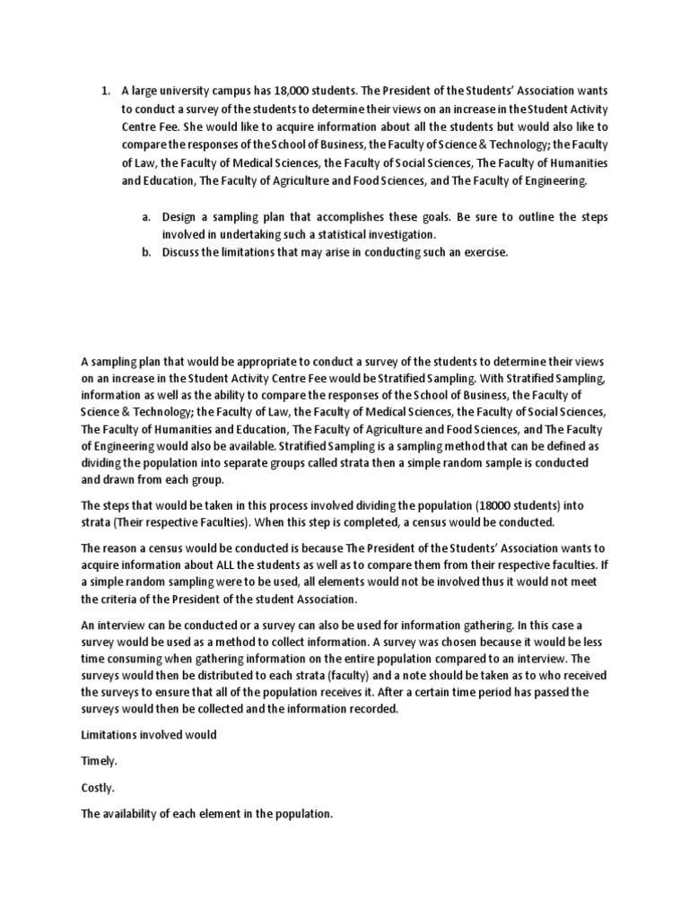 Stratified Sampling for Student Survey | PDF | Sampling (Statistics ...