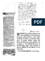 Advertisement Has Been Published in the Cambridge Chronicle... (1770)