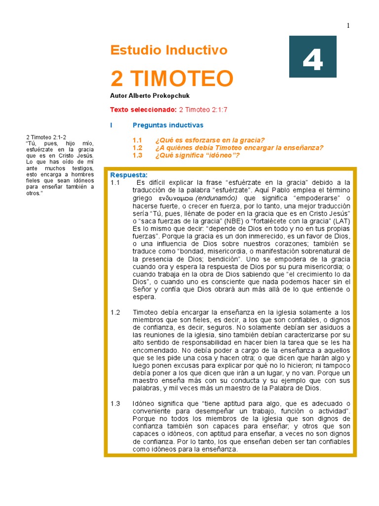 2 Timoteo 4 Pdf Gracia En El Cristianismo Deporte Del Atletismo