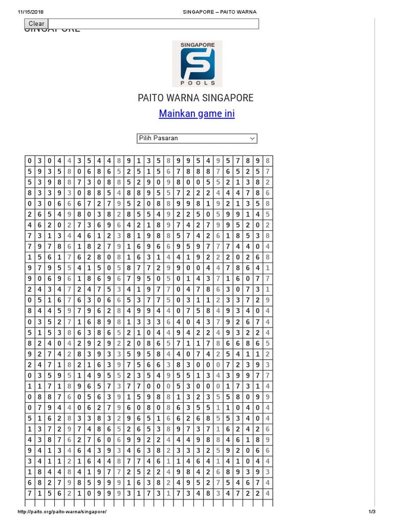 Singapore Paito Warna Pdf