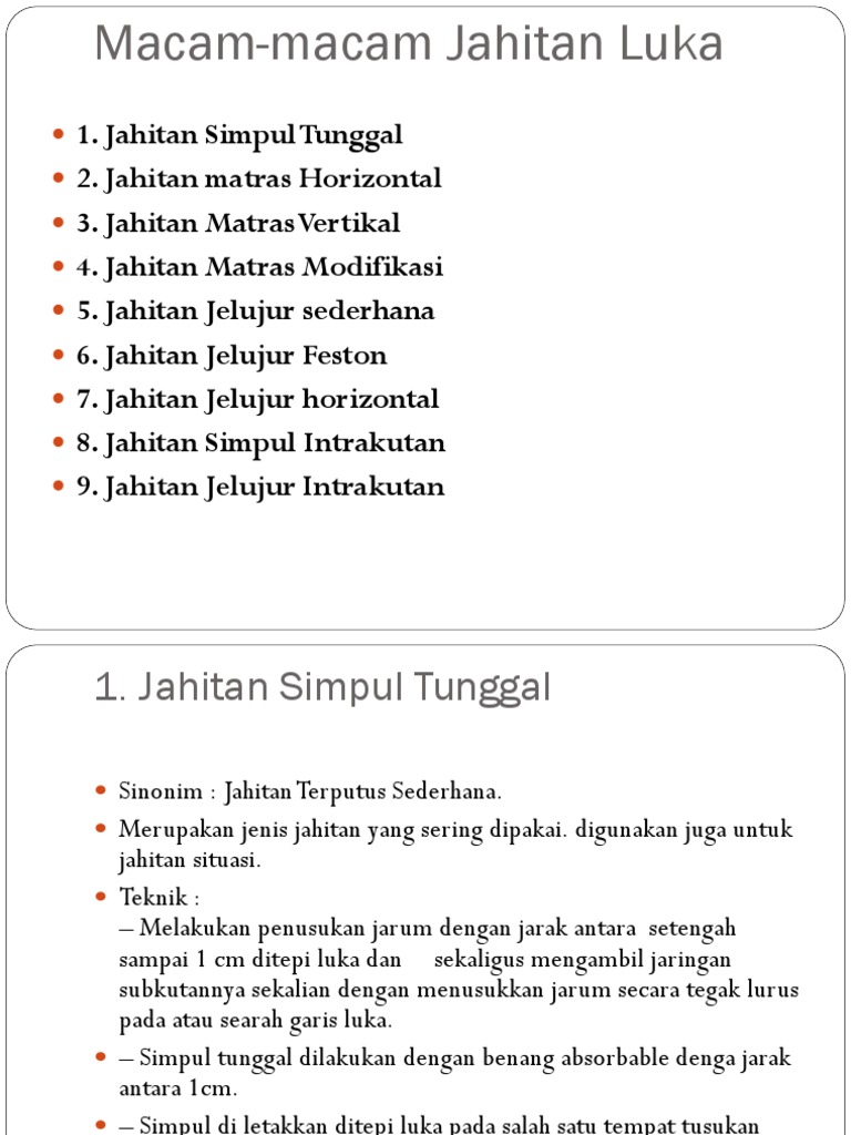 Macam-Macam Jahitan Luka | PDF