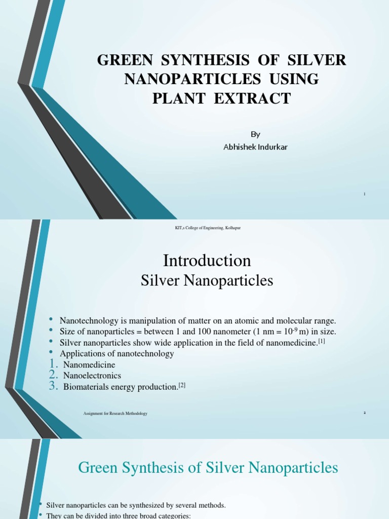 Green Synthesis of Silver Nanoparticles | PDF | Nanotechnology ...