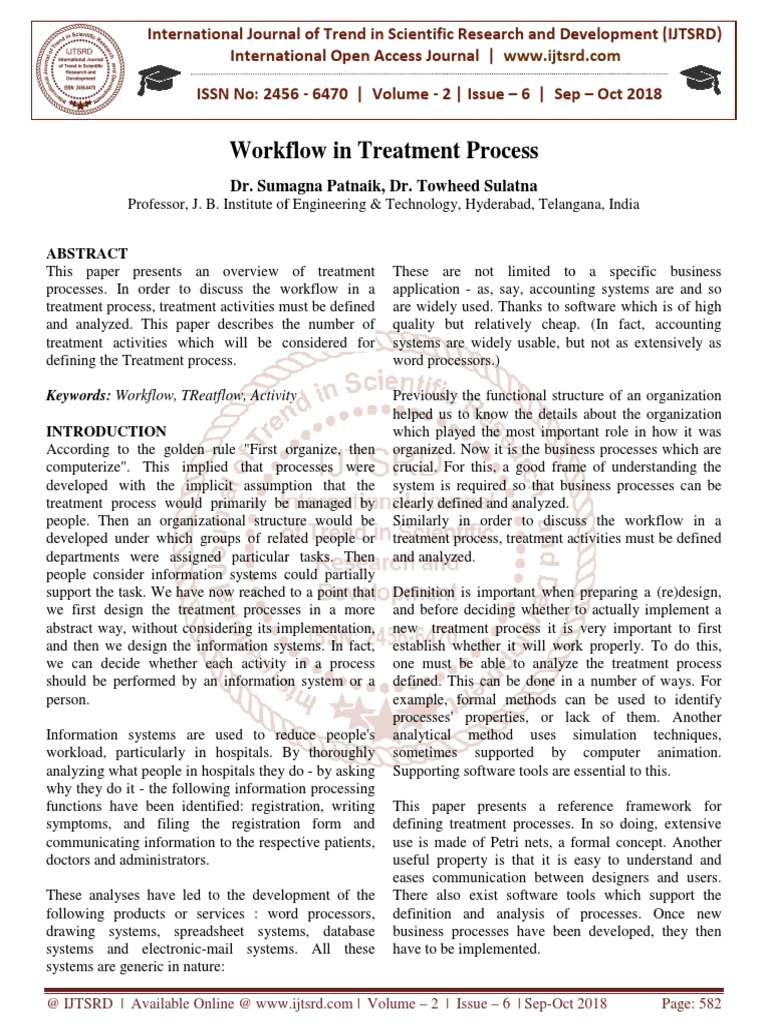 Workflow Analysis in Treatment Processes | PDF | Workflow | Business ...