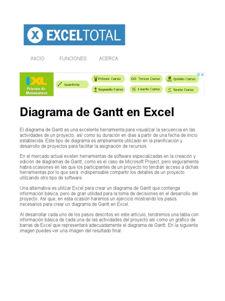 Diagrama de Gantt en Excel - Excel Total