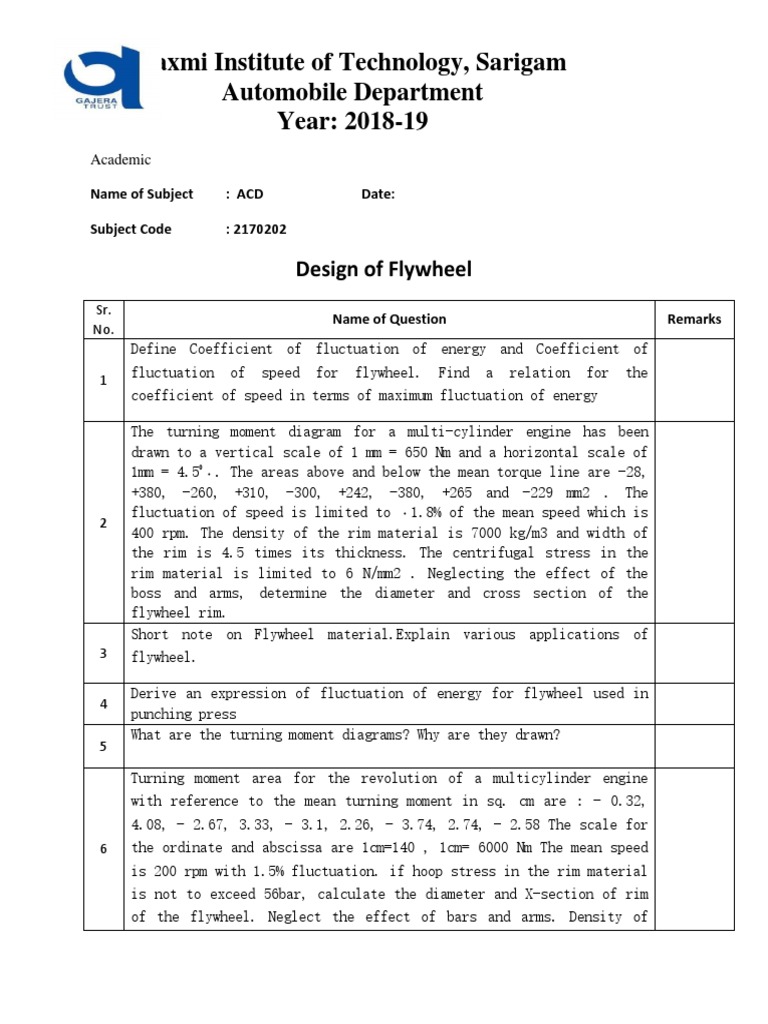 Design of Flywheels PDF