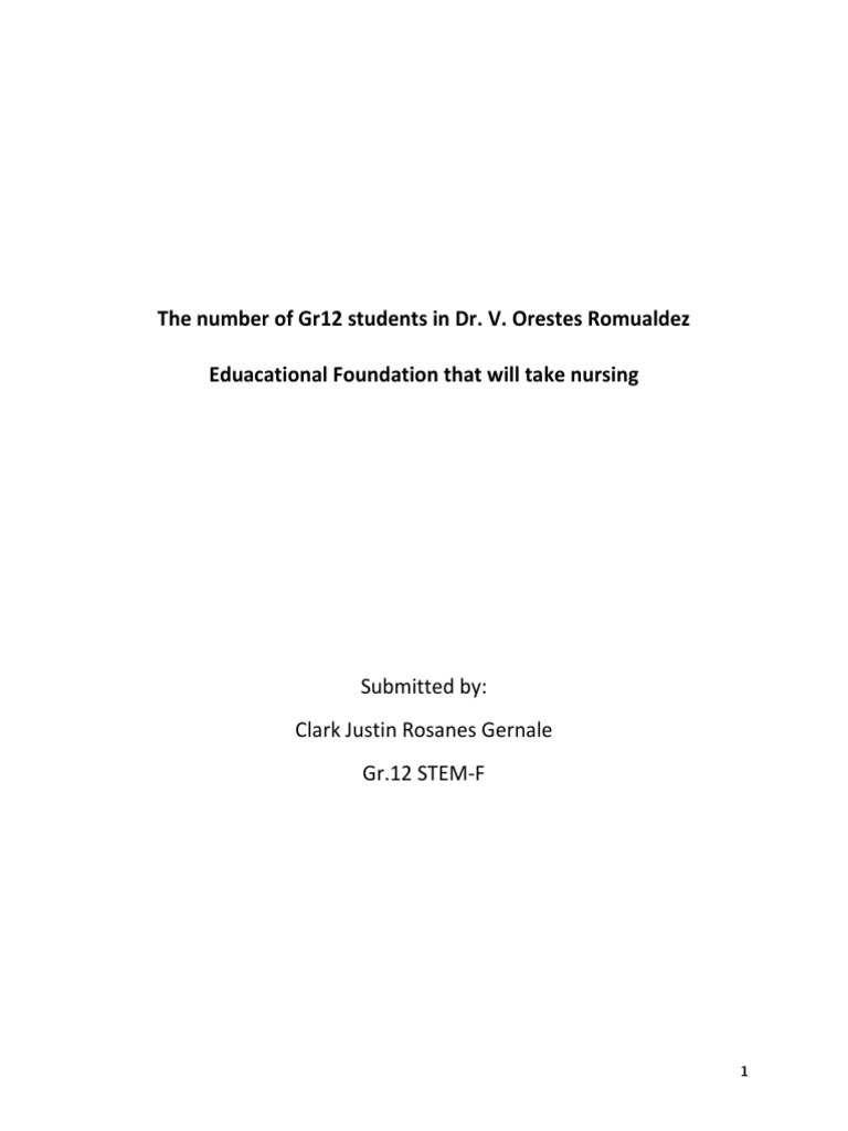 The Number of Gr12 Students in Dr. V. Orestes Romualdez Eduacational