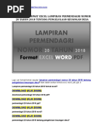 Format Excel Lampiran Permendagri Nomor 20 Tahun 2018 Tentang Pengelolaan Keuangan Desa